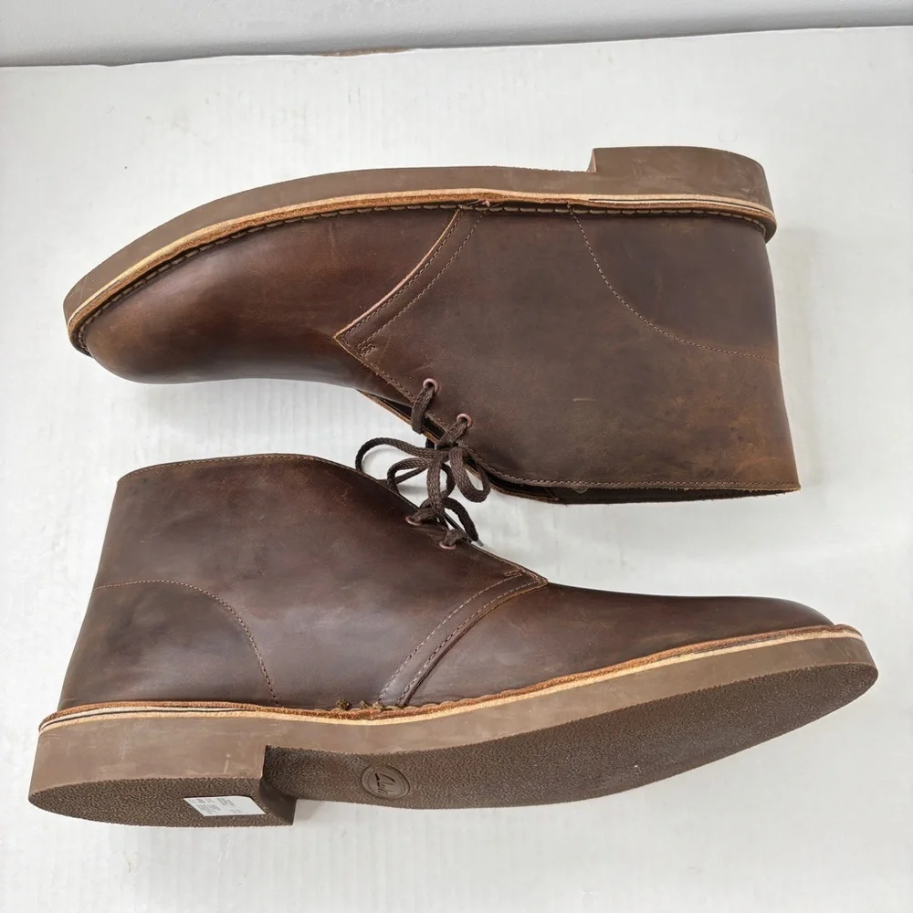 Clarks Bushacre 2 Chukka Boots Men's Size 15 Brown Leather Cushion Comfort NWOB